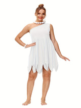 Womens Plus Size One-Shoulder Halloween Costume Dress  Prehistoric Mini Outfit - Product showcase