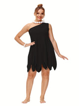 Womens Plus Size One-Shoulder Halloween Costume Dress  Prehistoric Mini Outfit - Product detail 4