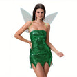 Womens Sequin Fairy Halloween Costume Dress  Strapless Mini Outfit - Product showcase