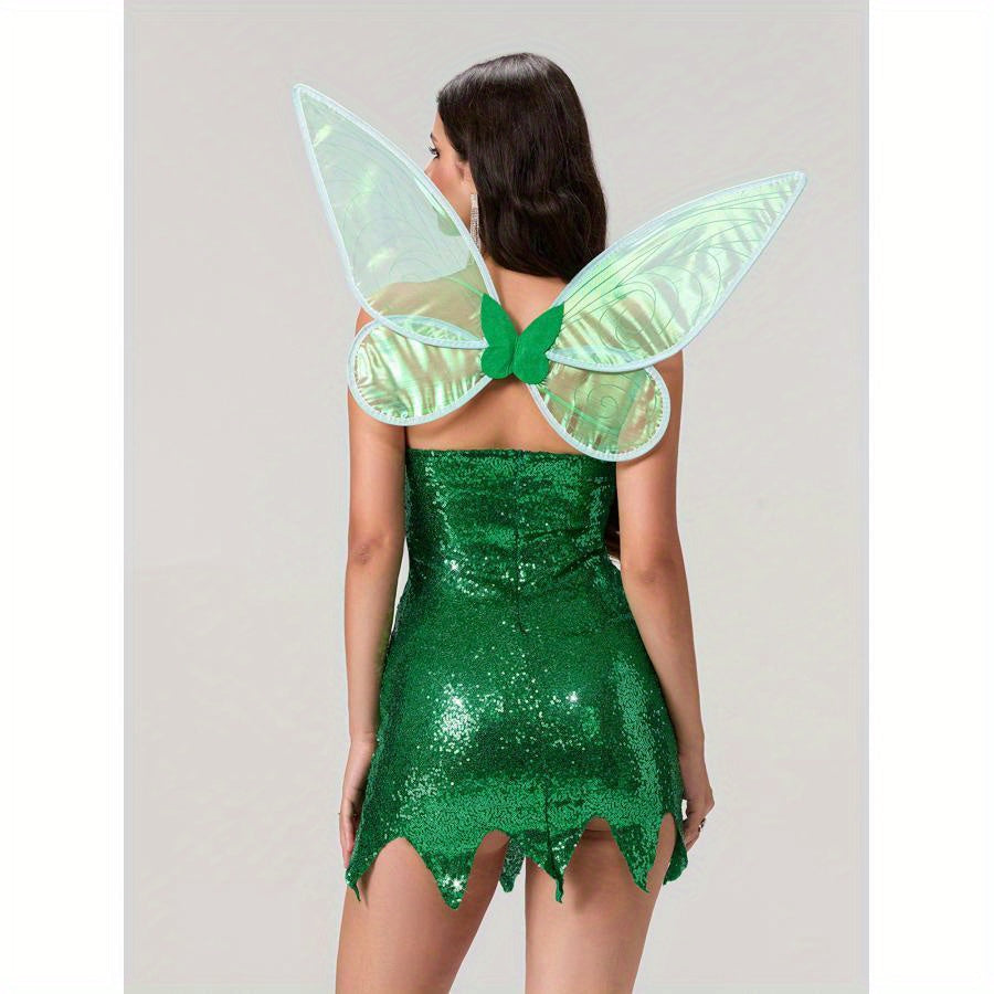 Womens Sequin Fairy Halloween Costume Dress  Strapless Mini Outfit - Product detail 4