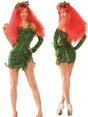 Fantasy Sequin Costume Halloween Dress  Strapless Leaf Mini Dress - Product showcase