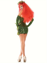 Fantasy Sequin Costume Halloween Dress  Strapless Leaf Mini Dress - Product detail 5