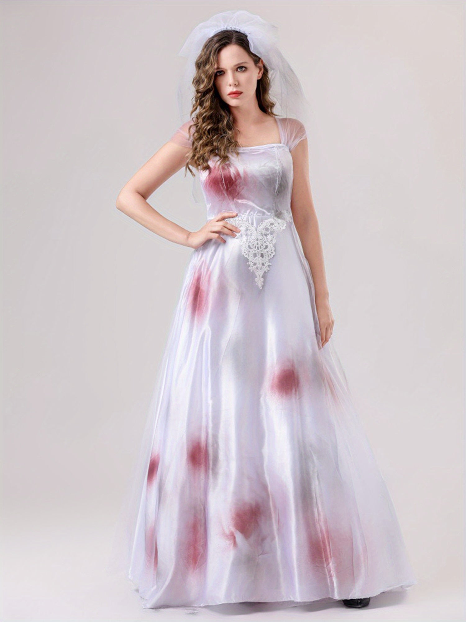 Womens Spooky Corpse Bride Halloween Costume Dress  Bloody Maxi Gown - Product detail 4