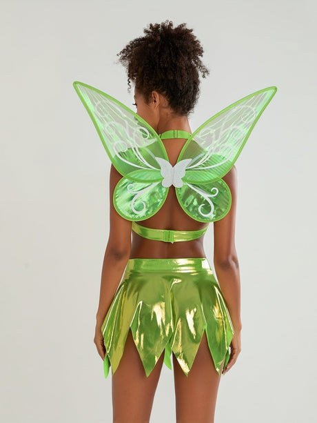 Womens Two-Piece Fairy Halloween Costume Set  Halter Mini Outfit - Product detail 5