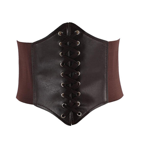 Wide Corset Belt  Lace-Up Waist Cincher With Elastic Panels - Product detail 8