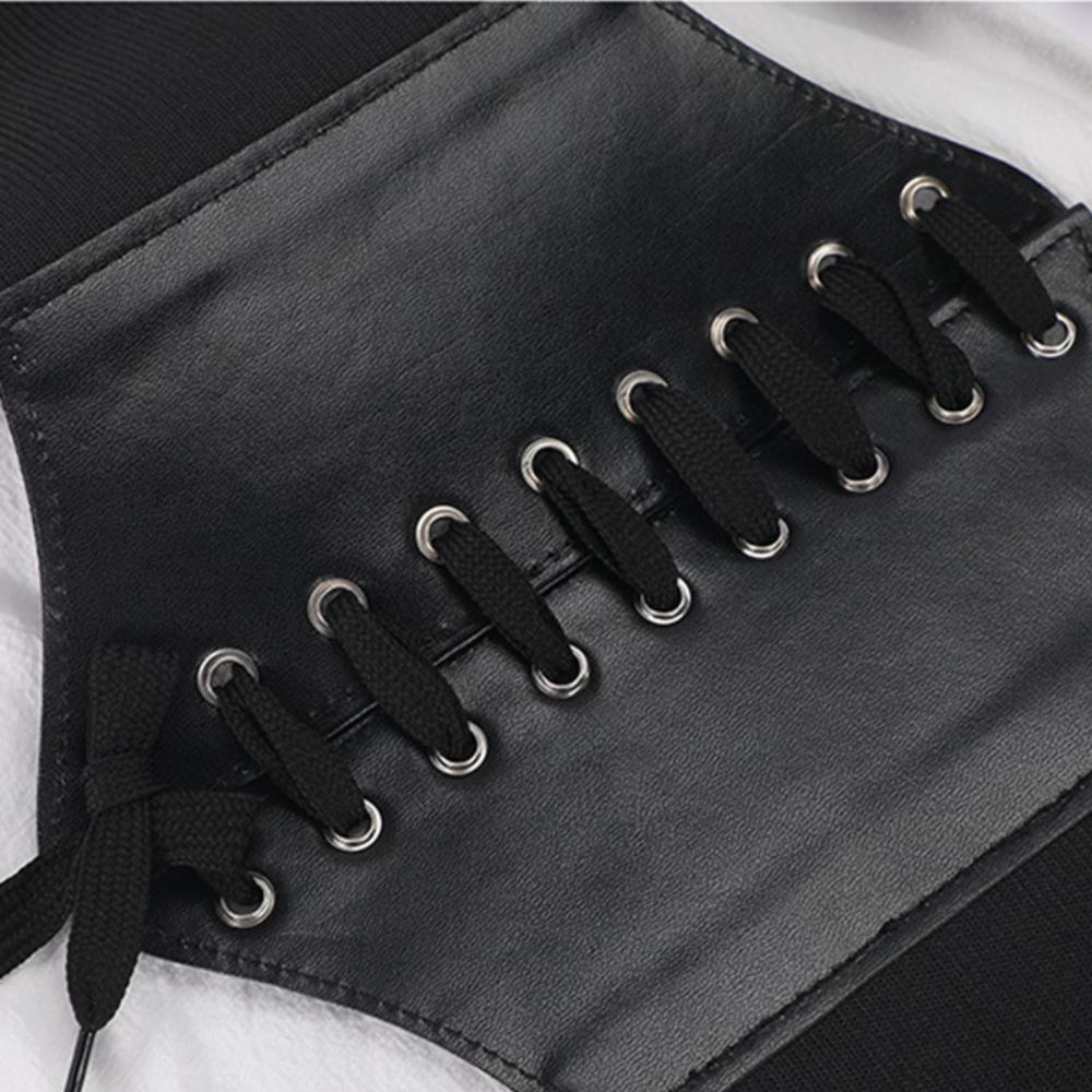 Wide Corset Belt  Lace-Up Waist Cincher With Elastic Panels - Product detail 5