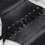 Wide Corset Belt  Lace-Up Waist Cincher With Elastic Panels - Product detail 5