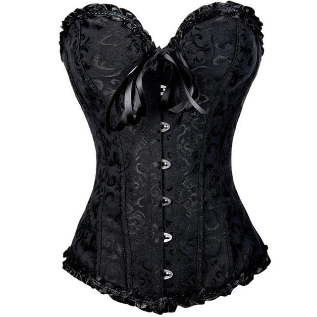 Victorian Waist Trainer Corset  Boned Jacquard Pattern - Product showcase