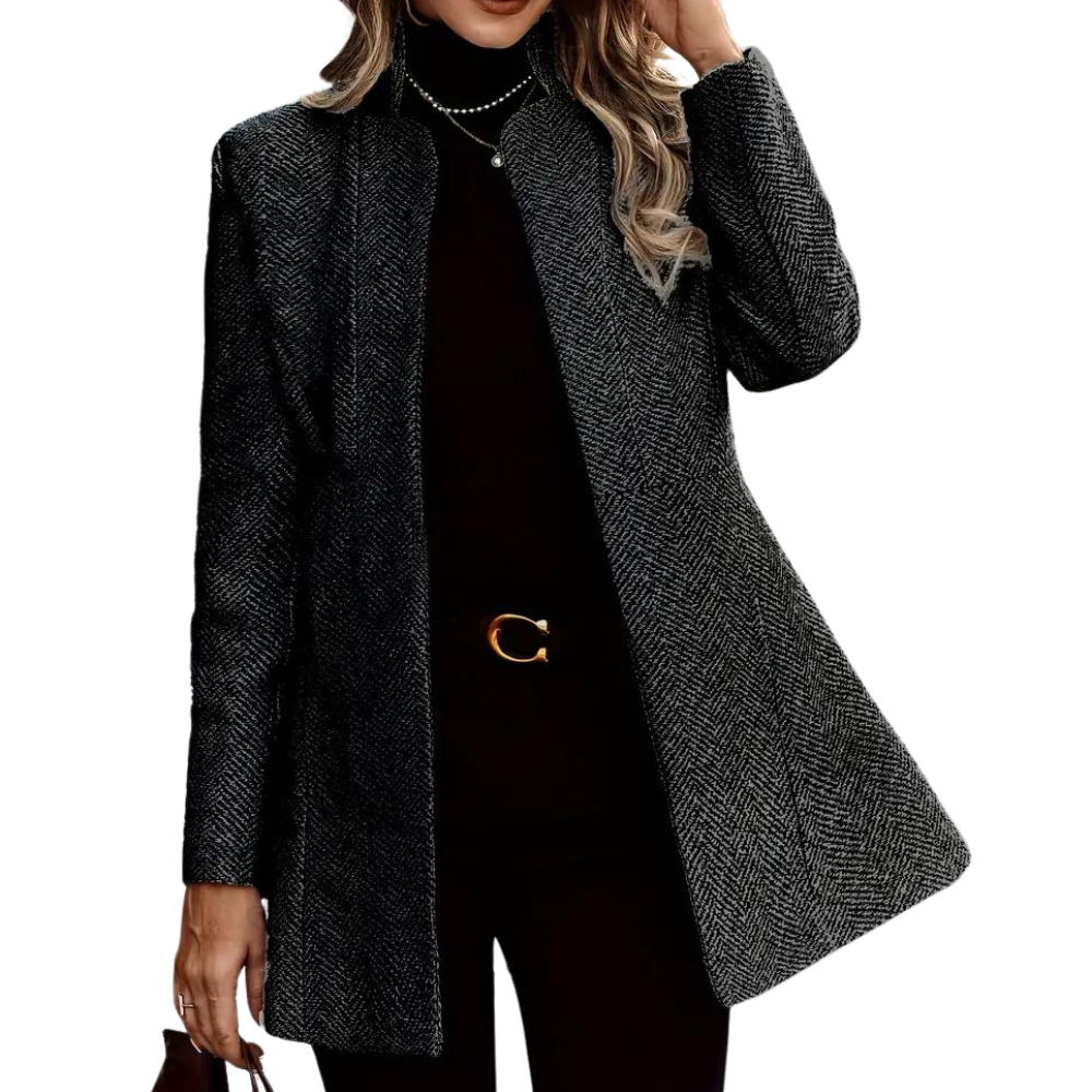 Herringbone Winter Coat  Wool-Blend Single Breasted Design - Product detail 8