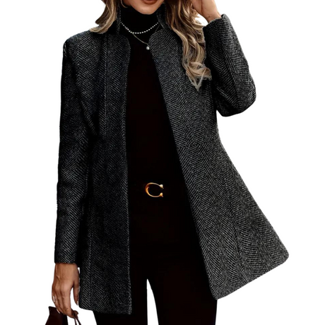 Herringbone Winter Coat  Wool-Blend Single Breasted Design - Product detail 8