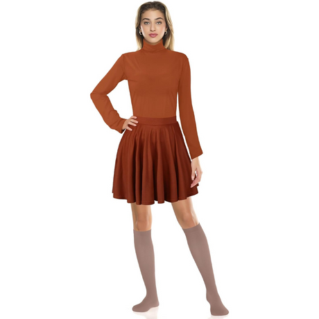 Womens Cartoon Halloween Costume Set  Long Sleeve Turtleneck Mini Dress - Product showcase