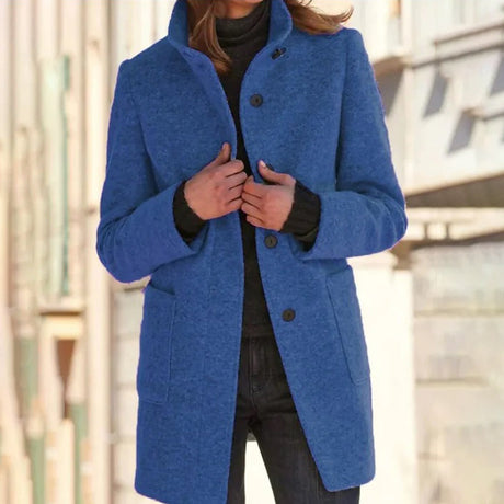 Womens Winter Coat  Stand Collar Long Sleeve Design - Product showcase