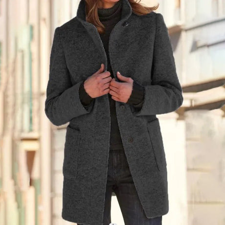 Womens Winter Coat  Stand Collar Long Sleeve Design - Product example