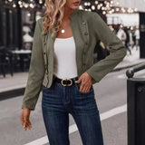 Retro Double-Breasted Jacket  Velvet Mandarin Collar Design - Product detail 4