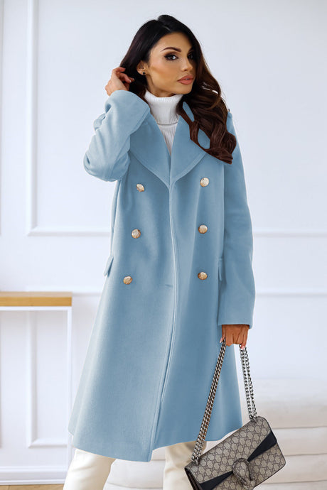 Double-Breasted Wool Coat  Wide Lapel Tailored Design - Product detail 4