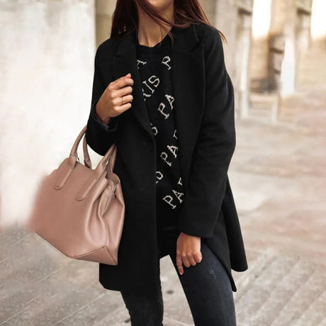 Double-Breasted Wool Coat  Classic Burgundy Mid-Length Design - Product detail 4