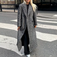 Herringbone Winter Coat  Double-Breasted Tailored Wool Design - Product showcase