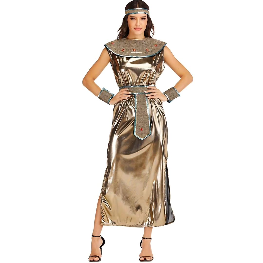 Womens Elegant Cleopatra Halloween Costume Dress  Maxi Gown - Product showcase
