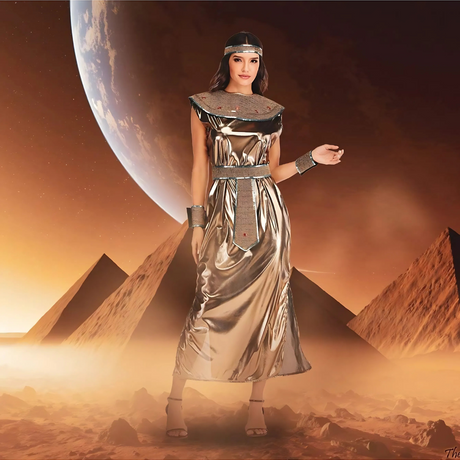 Womens Elegant Cleopatra Halloween Costume Dress  Maxi Gown - Product detail 5