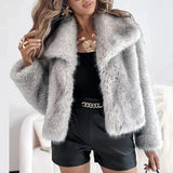 Plush Faux Fur Jacket  Soft Pink Winter Outerwear - Product detail 5