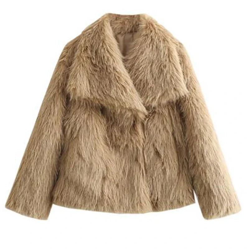 Plush Faux Fur Jacket  Soft Pink Winter Outerwear - Product detail 9