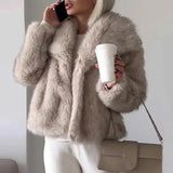 Plush Faux Fur Jacket  Soft Pink Winter Outerwear - Detailed view