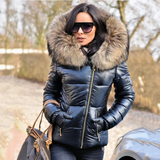 Winter Puffer Jacket  Metallic Gold With Pink Fur Trim - Product detail 4