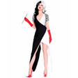 Villain Costume Dress  Black White Split Design With Dalmatian Print - Product showcase