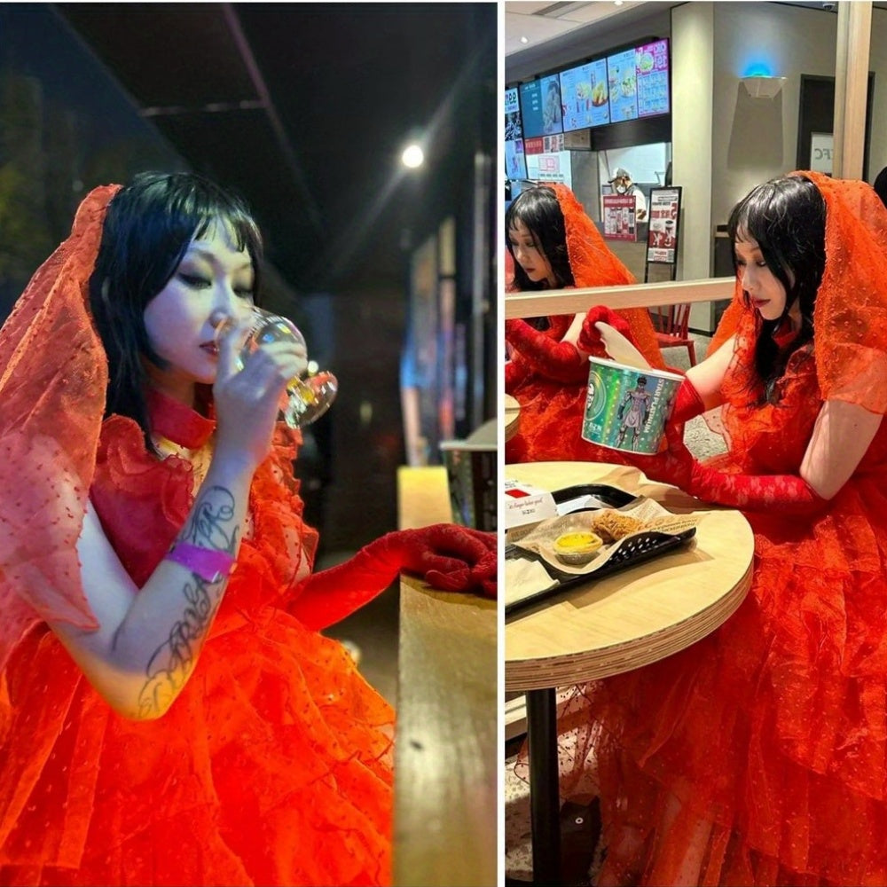 Womens Gothic Maxi Costume Gown  Lace Halloween Dress - Product example
