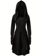 Womens Gothic Halloween Costume Gown  Lace-Up Hooded Long Sleeve Dress - Product showcase