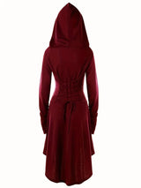 Womens Gothic Halloween Costume Gown  Lace-Up Hooded Long Sleeve Dress - Product detail 4