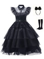Womens Gothic Ruffle Halloween Costume Dress  Layered Midi Outfit Set - Product showcase