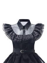 Womens Gothic Ruffle Halloween Costume Dress  Layered Midi Outfit Set - Product example