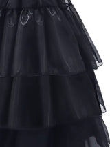 Womens Gothic Ruffle Halloween Costume Dress  Layered Midi Outfit Set - Product detail 5