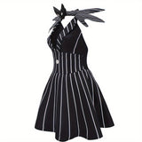 Womens Gothic Striped Halloween Costume Dress  Mini Outfit - Product detail 5