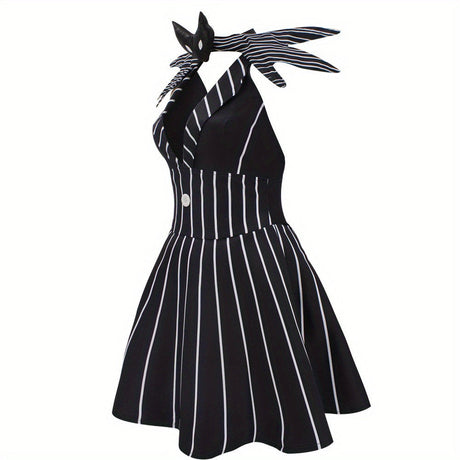 Womens Gothic Striped Halloween Costume Dress  Mini Outfit - Product detail 5