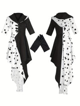 Womens Dalmatian Halloween Dress  Hooded Asymmetrical High-Low Costume - Product example