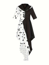 Womens Dalmatian Halloween Dress  Hooded Asymmetrical High-Low Costume - Product detail 5