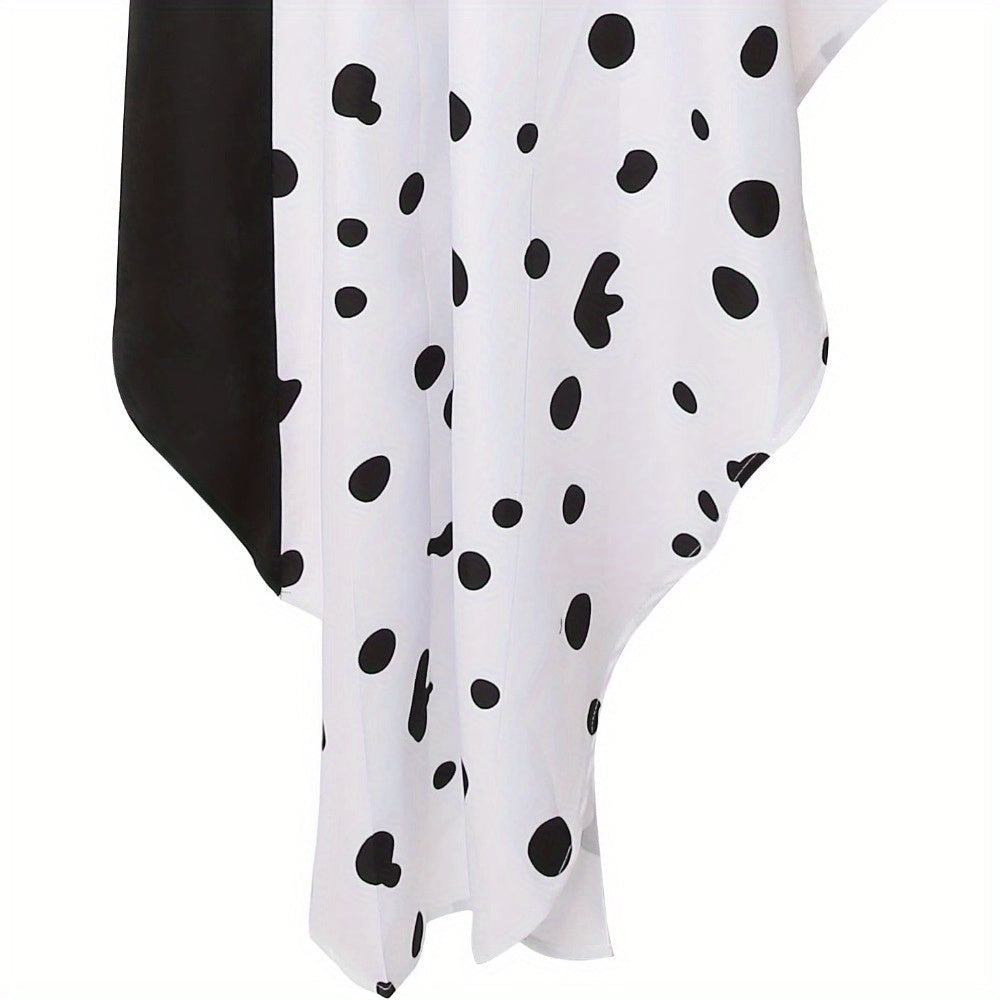 Asymmetrical Halloween Dress  Black White Split Design With Hood - Product detail 6