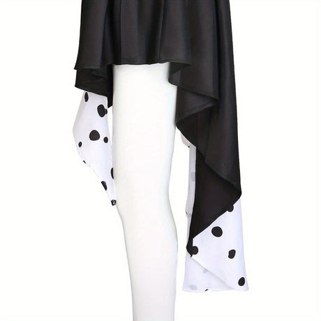Asymmetrical Halloween Dress  Black White Split Design With Hood - Product detail 7
