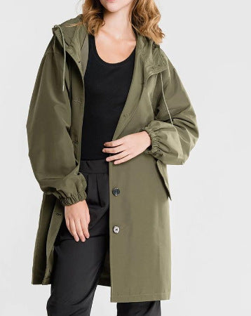Womens Lightweight Windbreaker  Mid-Length Hooded Design - Detailed view