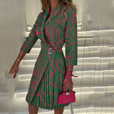 Houndstooth Coat Dress  Pink Pleated Contrast Design - Product detail 4
