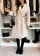 Double Breasted Wool Coat  Black Belted Winter Design - Product example