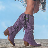 Western Fringe Boots  Suede Knee High With Turquoise Accents - Product example
