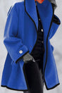 Elegant Wool Blend Coat  Contrast Trim Long Jacket - Product detail 5