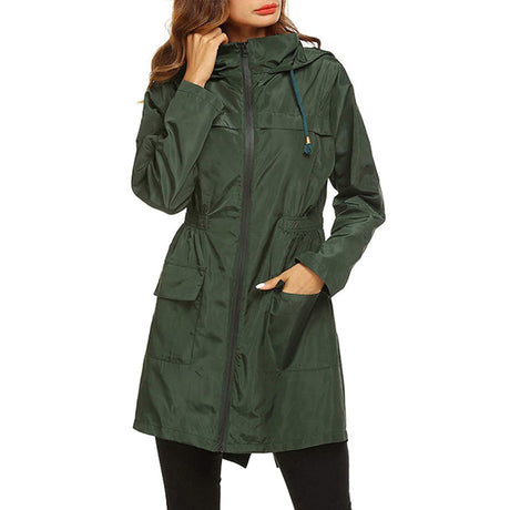 Essential Rain Coat  Lightweight Water-Resistant Cinched Waist Design - Detailed view