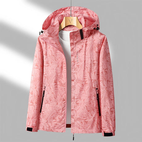 Floral Waterproof Jacket  Lightweight Pink Outdoor Shell - Product showcase