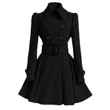 Classic Double-Breasted Coat  Belted A-Line Silhouette - Product showcase
