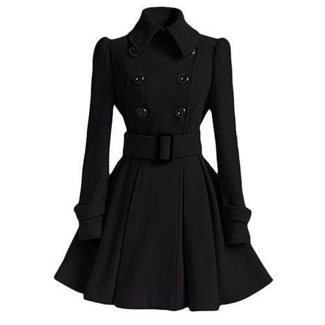 Classic Double-Breasted Coat  Belted A-Line Silhouette - Product showcase