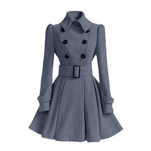 Classic Double-Breasted Coat  Belted A-Line Silhouette - Product example